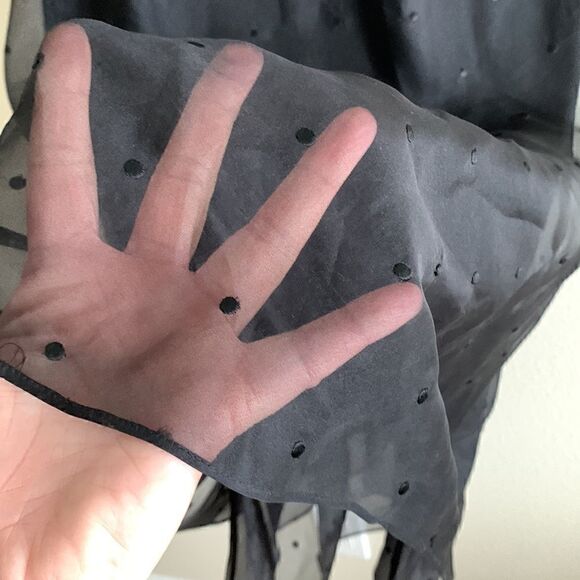 NWT Lauren Ralph Lauren Black 100% Silk Slip Gown Dress polka dot overlay Size 8 - Picture 5 of 10